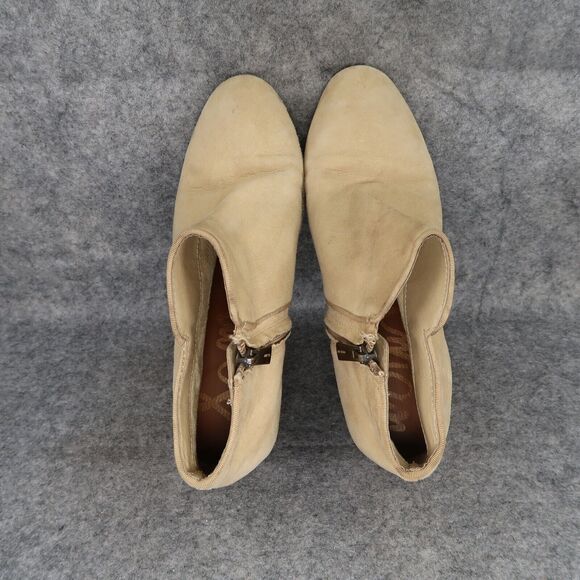 Sam Edelman Shoes Womens 7.5 Bootie Fashion Petty Leather Classic Tan Block Heel - Picture 7 of 14